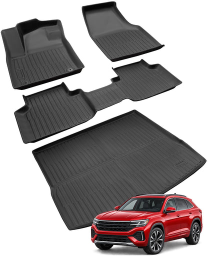 Car Floor Mats for Toyota Prius 2010-2015, 4PCS TPE Car Mats & Trunk Liner
