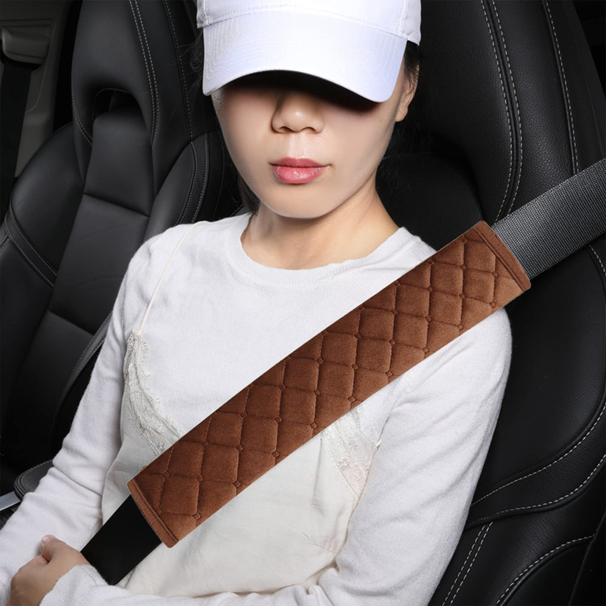 HighnessHwoo Extra Long Seatbelt Covers for Adults Kids Women & Men, Soft Car Seat Belt Strap Cushion for for truck & bus drivers only, Shoulder Neck Chest Protector Pads, 1pc, Black, 25.5in