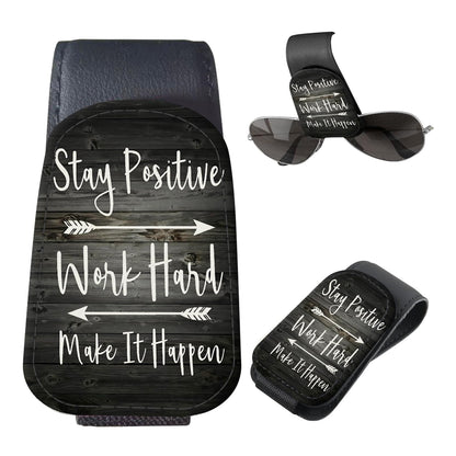 LKKDPS Sunglasses Holder for Car Visor, PU Leather Glasses Clip Organizer, Cute Magnetic Eyeglass Holder for Vehicle Sun Visor, Car Interior Accessory for Women & Men Wildflower Doodle Garden