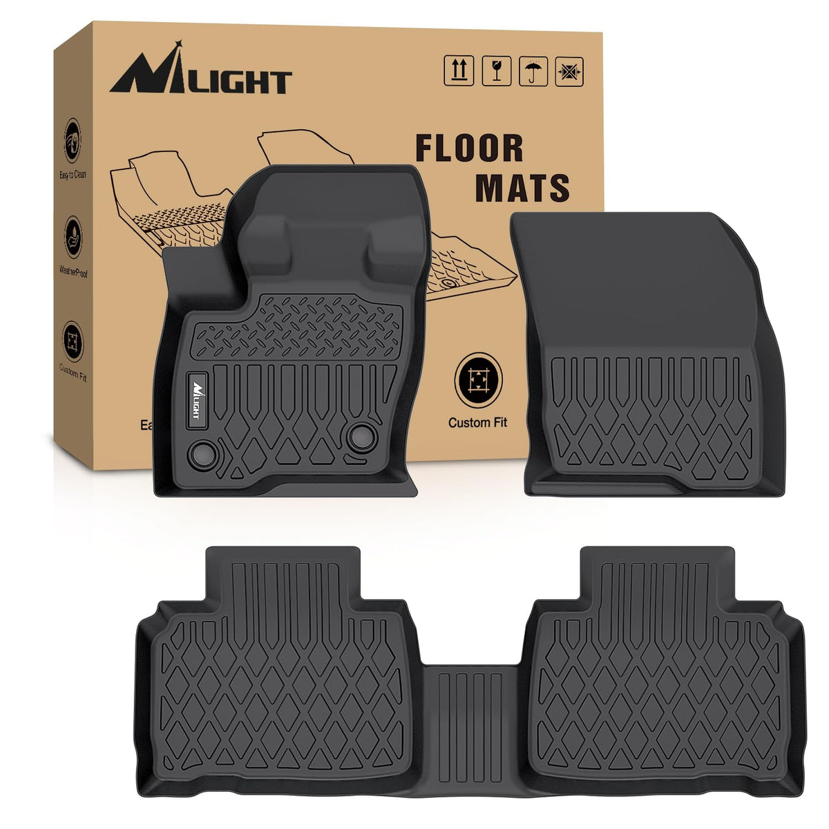 Nilight TPE Floor Mats for Ford F250 F350 F450 Super Duty Crew Cab