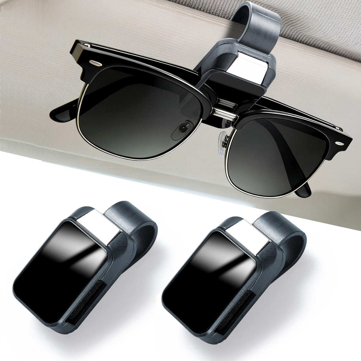 Dsycar 2 Pack Sunglasses Holder for Car, Double Holder Visor Sunglass Clip