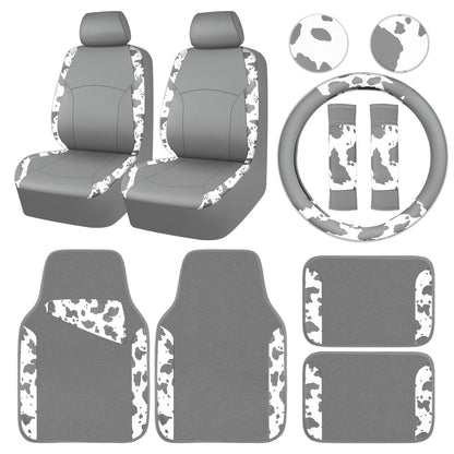 CAR PASS Waterproof Universal Car Floor Mats, Leopard Print Car Mats Fit for SUV,Vans,sedans, Trucks,Set of 4pcs Car Carpet with Driver Heel Pad and Nibs Backing, Leopard Car Accessories Gray Leopard