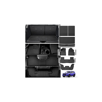 Powerty Floor Mats for 2019-2024 2025 Toyota RAV4 Accessories All Weather Floor Liner 3D TPO 1st & 2nd Row Floor Mat Heavy-Duty Floor Liners(FIT All Models)