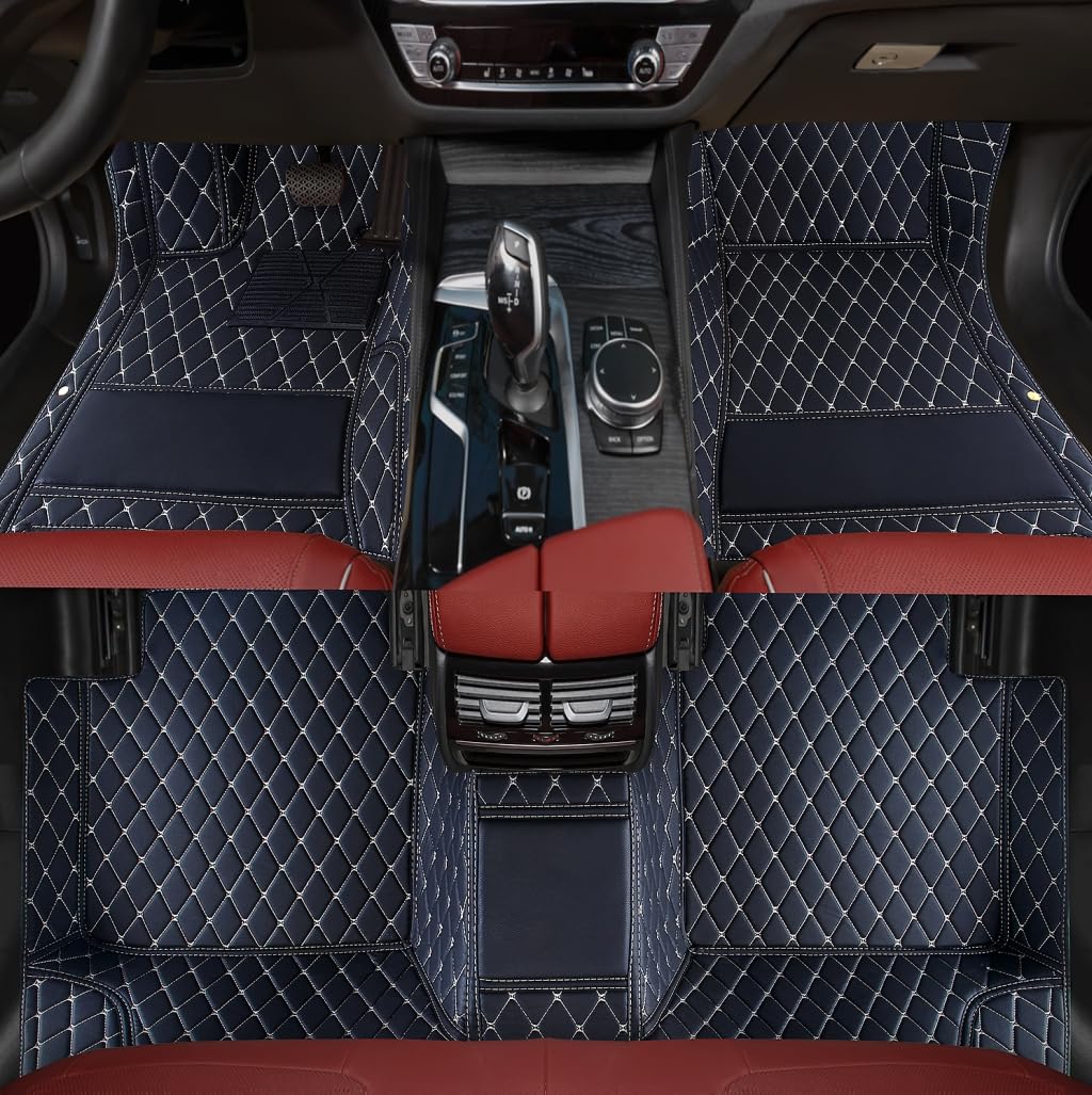 Custom Personalized Floor Mats for Cars，Luxury Full Coverage All Weather Car Floor Mats，Anti-Slip Leather Car Mat Set ，Custom Floor Mats for 99% of Cars, Trucks & SUVs (Pure Black)