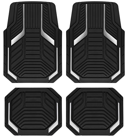PIC AUTO Heavy Duty Rubber Floor Mats, Purple Aluminum Film Car Mats Set, Front and Rear Car Mats with Anti-Slip Backing, All Weather Protection, Trim-to-Fit for Automotive SUV, Sedan, Van