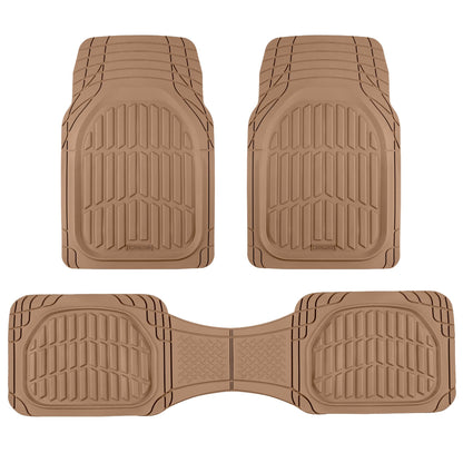 Motor Trend FlexTough Floor Mats for Cars, Gray Deep Dish All-Weather Mats, Waterproof Trim-To Fit Automotive Floor Mats for Trucks SUV, Universal Liner Car Accessories