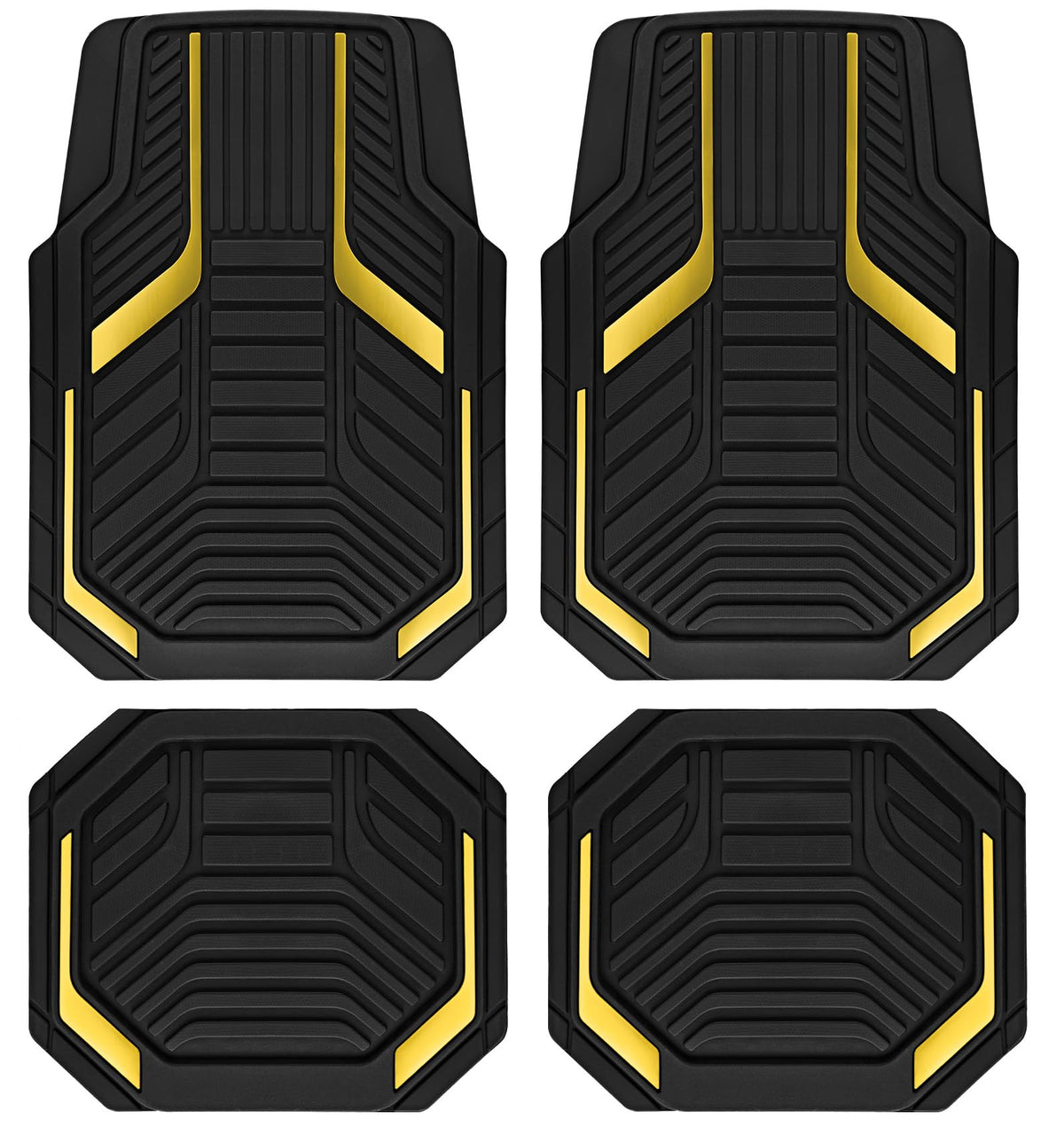 PIC AUTO Heavy Duty Rubber Floor Mats, Purple Aluminum Film Car Mats Set, Front and Rear Car Mats with Anti-Slip Backing, All Weather Protection, Trim-to-Fit for Automotive SUV, Sedan, Van