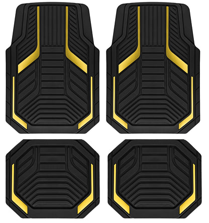 PIC AUTO Heavy Duty Rubber Floor Mats, Purple Aluminum Film Car Mats Set, Front and Rear Car Mats with Anti-Slip Backing, All Weather Protection, Trim-to-Fit for Automotive SUV, Sedan, Van