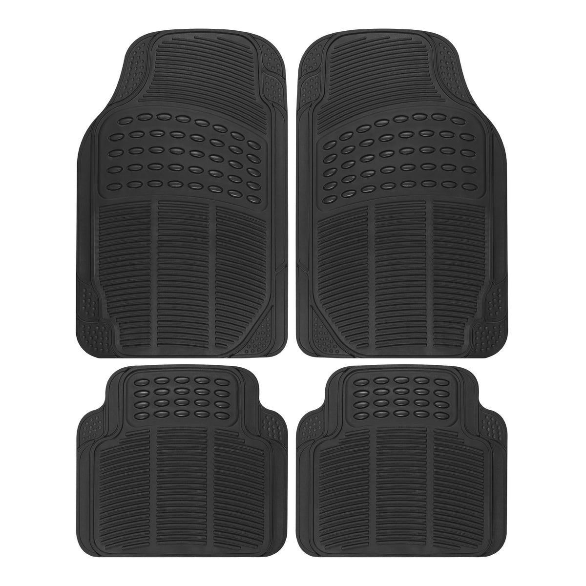 BDK 4-Piece Rubber Transparent Clear Floor Mats Heavy Duty for Front & Rear Car Truck Van SUV, All Weather Protection, Universal Fit