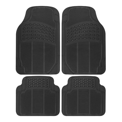 BDK 4-Piece Rubber Transparent Clear Floor Mats Heavy Duty for Front & Rear Car Truck Van SUV, All Weather Protection, Universal Fit