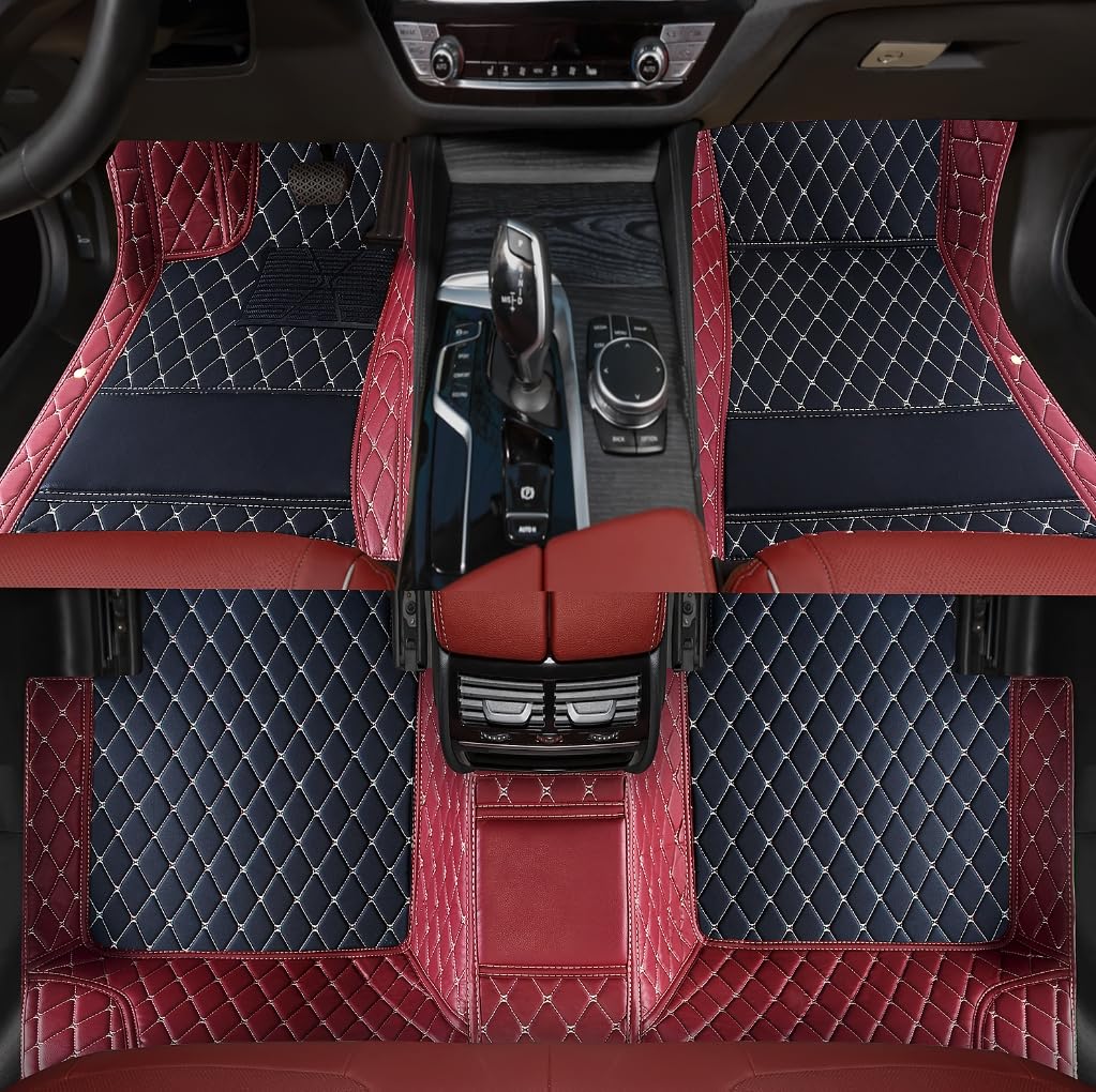 Custom Personalized Floor Mats for Cars，Luxury Full Coverage All Weather Car Floor Mats，Anti-Slip Leather Car Mat Set ，Custom Floor Mats for 99% of Cars, Trucks & SUVs (Pure Black)