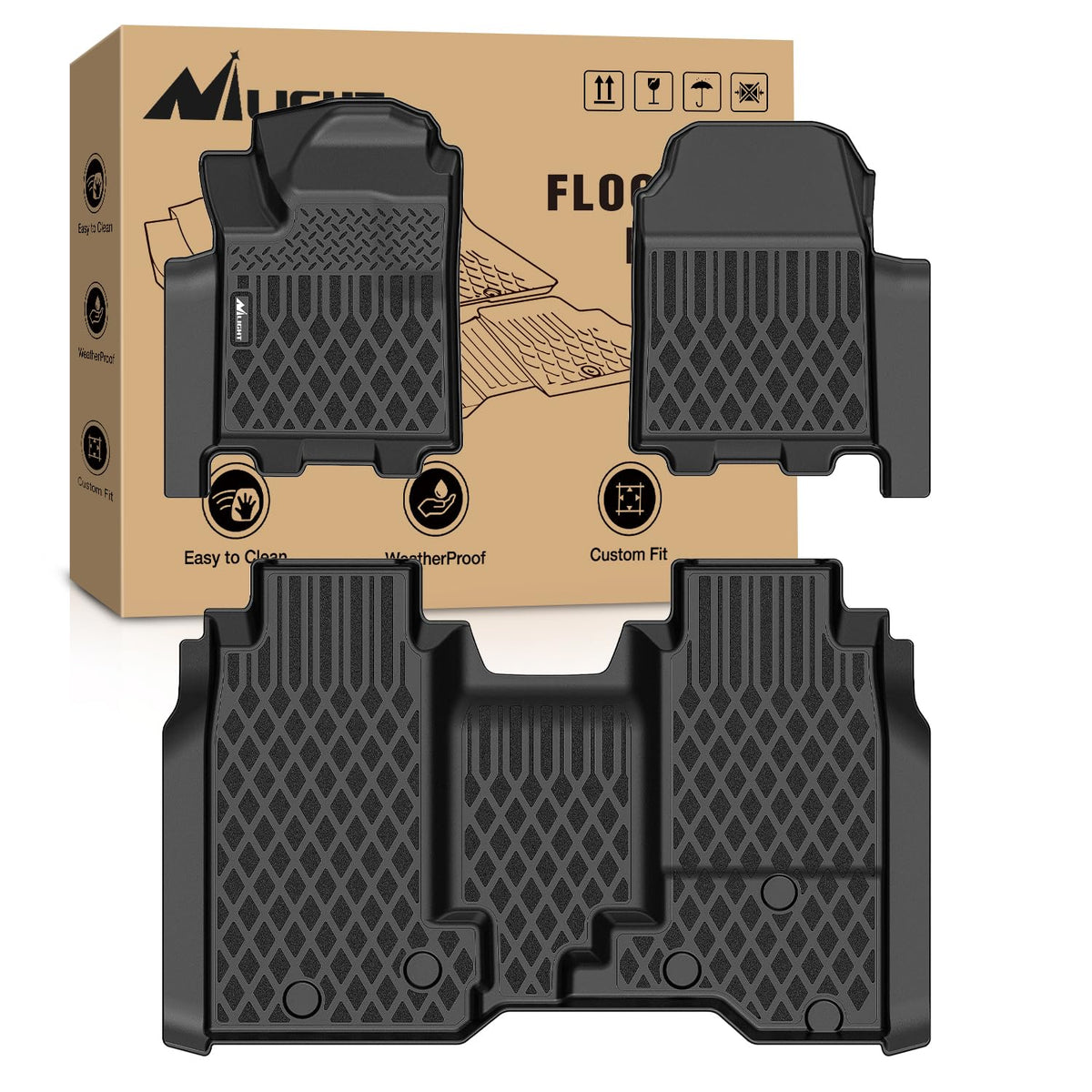 Nilight TPE Floor Mats for Chevy Silverado GMC Sierra Extended Cab
