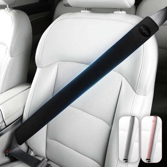Wigoo Car Seat Belt Covers, Skin-Friendly Suede 2 Pack, 18.9 Inch, Black