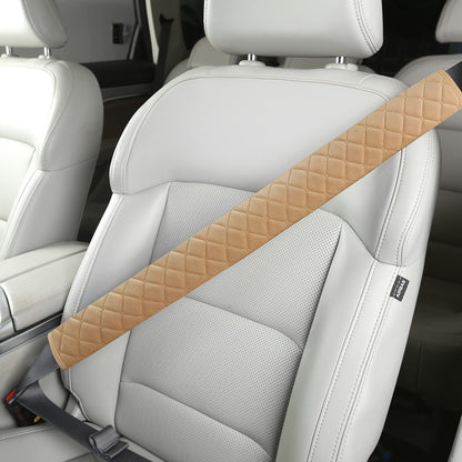 HighnessHwoo Extra Long Seatbelt Covers for Adults Kids Women & Men, Soft Car Seat Belt Strap Cushion for for truck & bus drivers only, Shoulder Neck Chest Protector Pads, 1pc, Beige, 25.5in