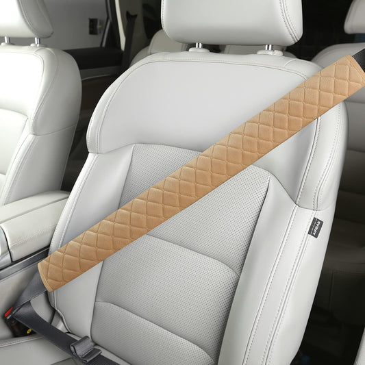 HighnessHwoo Extra Long Seatbelt Covers for Adults Kids Women & Men, Soft Car Seat Belt Strap Cushion for for truck & bus drivers only, Shoulder Neck Chest Protector Pads, 1pc, Beige, 25.5in
