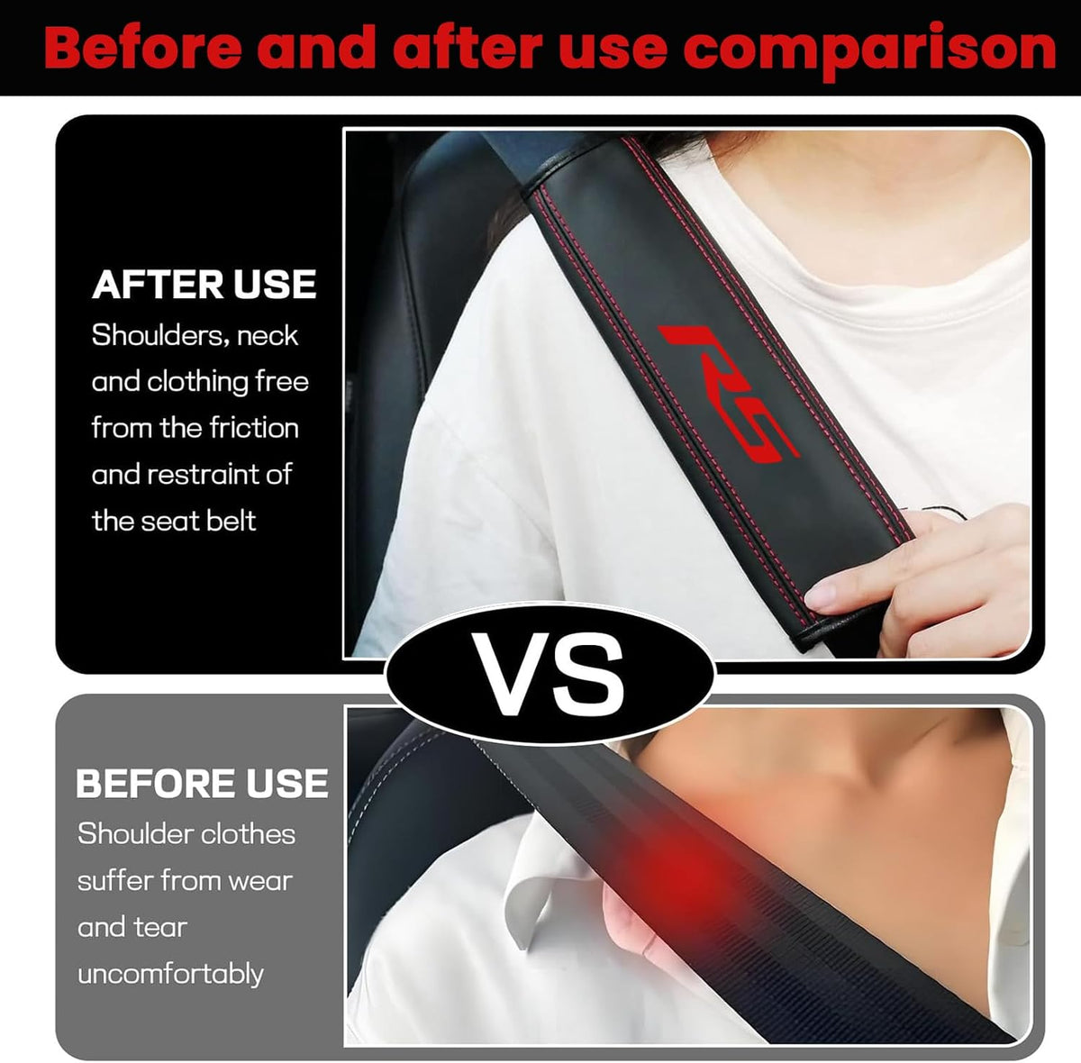 Designe for Camaro RS Seatbelt Cover Pad 2pack car Accessories Compatible with Camaro RS Shoulder Strap Protector with Comfortable Soft Leather. (HWZ-hjd-RS)