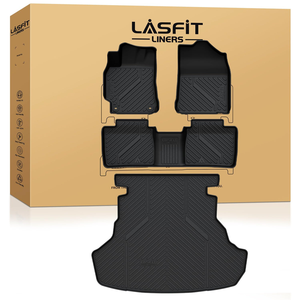 LASFIT Floor Mats for Toyota 4Runner 2013-2024 & for Lexus GX460 2014-2023