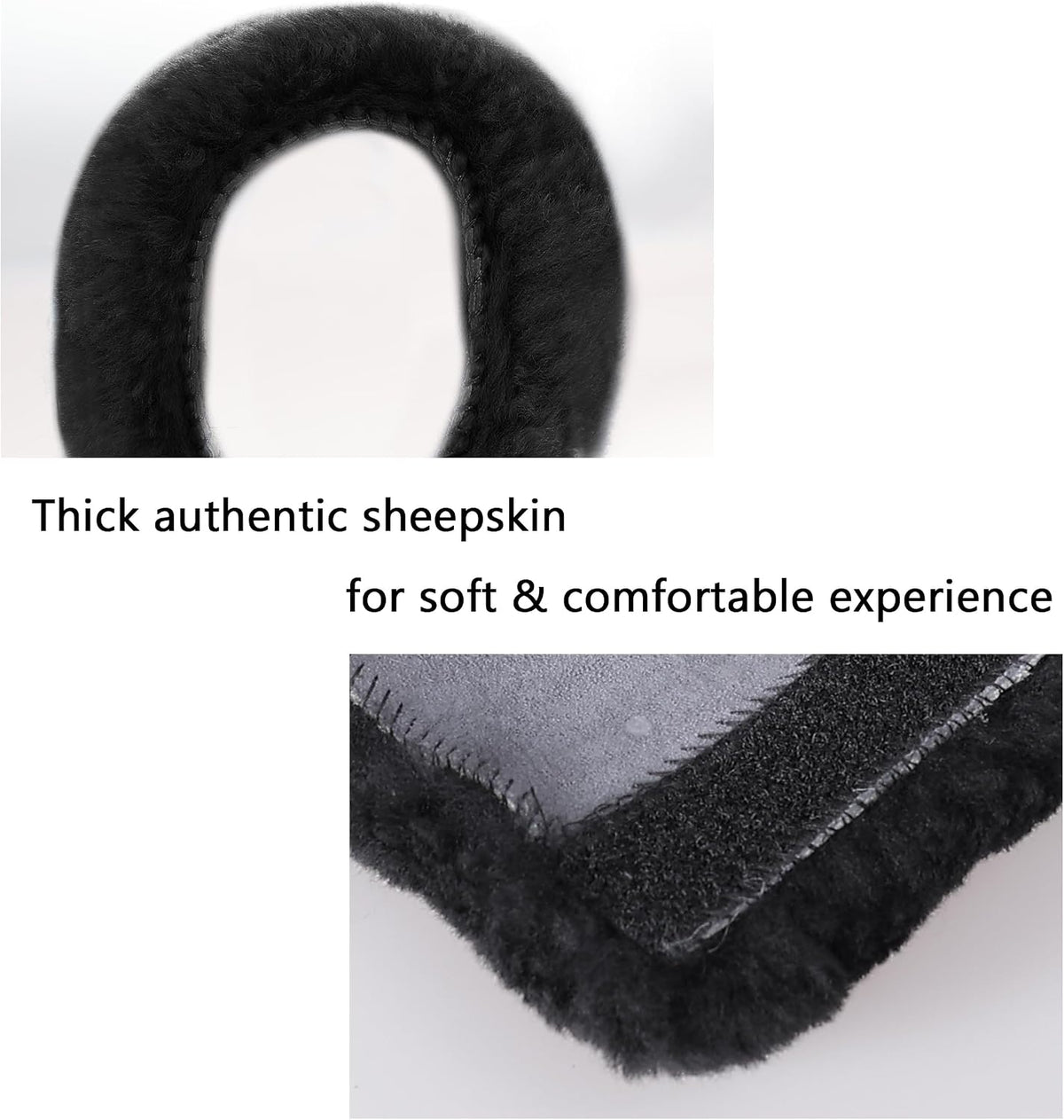 Amooca 2-Pack Real Wool Seatbelt Cover Authentic Sheepskin Shoulder Pad