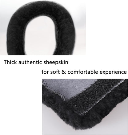 Amooca 2-Pack Real Wool Seatbelt Cover Authentic Sheepskin Shoulder Pad