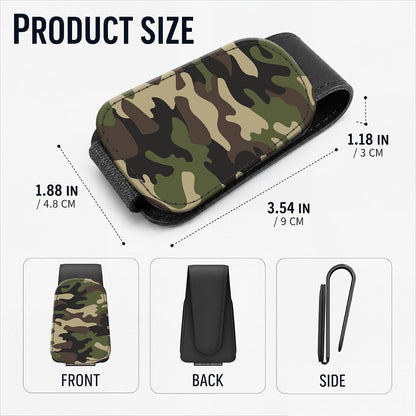 Leather Magnetic Sunglass Holder for Car Sun Visor, Cute Eyeglass Ticket Card Hanger Clip, Universal Auto Interior Accessories for SUV Pickup Truck, Green Camo