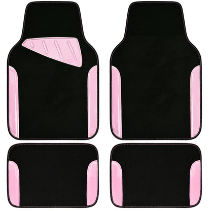 CAR PASS Beige Leather & Waterproof Car Carpet Floor Mats, Universal Car Mats Fit for SUV,Vans,sedans, Trucks,Set of 4pcs Car Carpet with Anti-Slip nibbs Driver Heel Pad (All Beige)