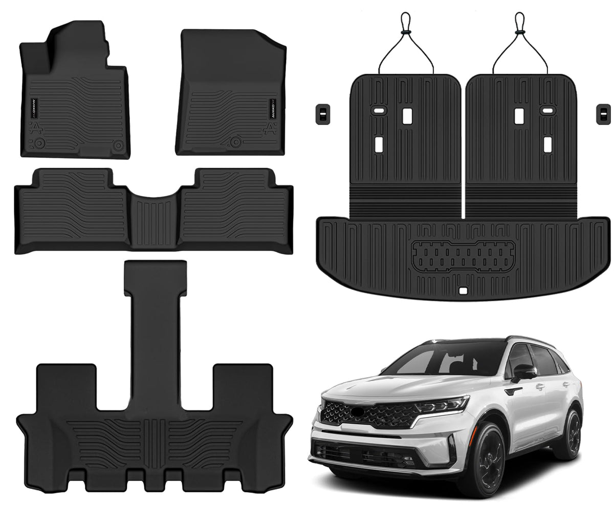 AUXKO Floor Mats Cargo Mat Backrest Mat for 2027 Kia Telluride Hybrid