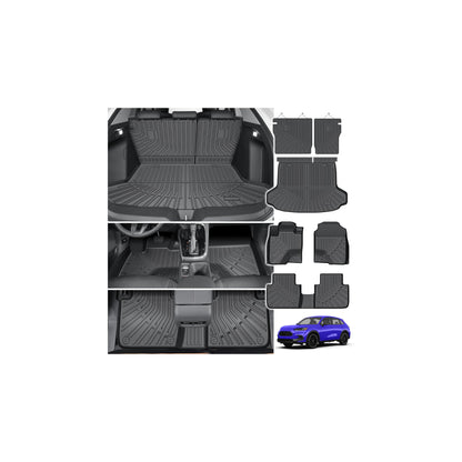 Powerty Floor Mats for 2019-2024 2025 Toyota RAV4 Accessories All Weather Floor Liner 3D TPO 1st & 2nd Row Floor Mat Heavy-Duty Floor Liners(FIT All Models)