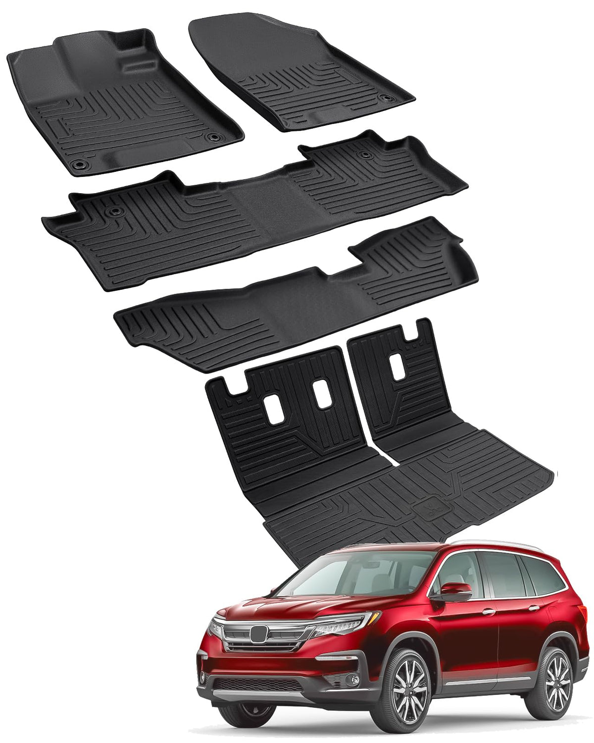 Car Floor Mats for Toyota Prius 2010-2015, 4PCS TPE Car Mats & Trunk Liner