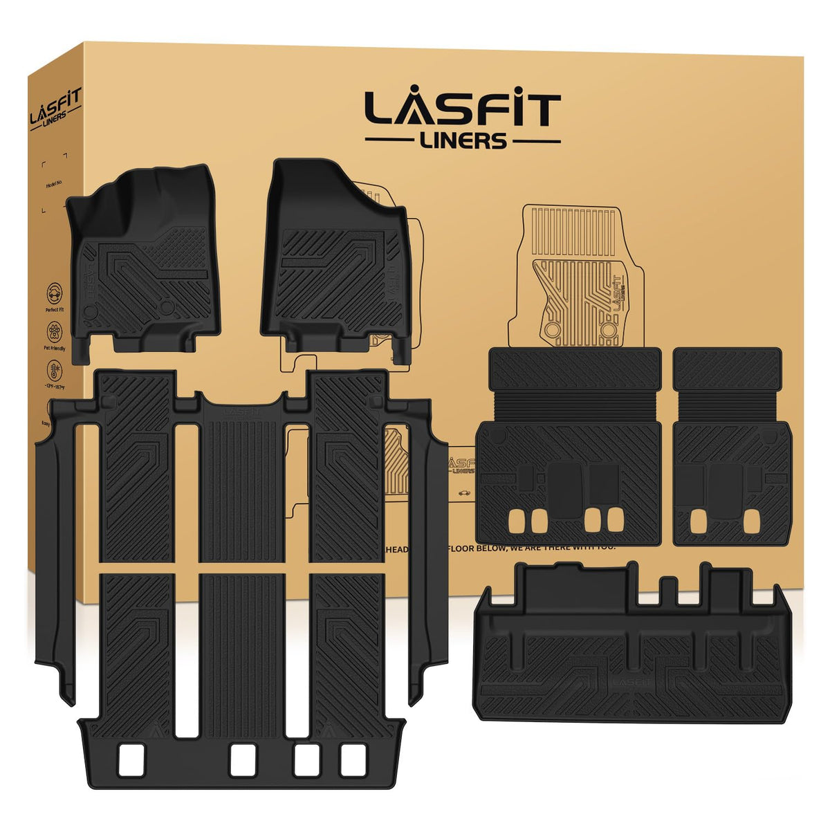LASFIT Floor Mats for Toyota 4Runner 2013-2024 & for Lexus GX460 2014-2023