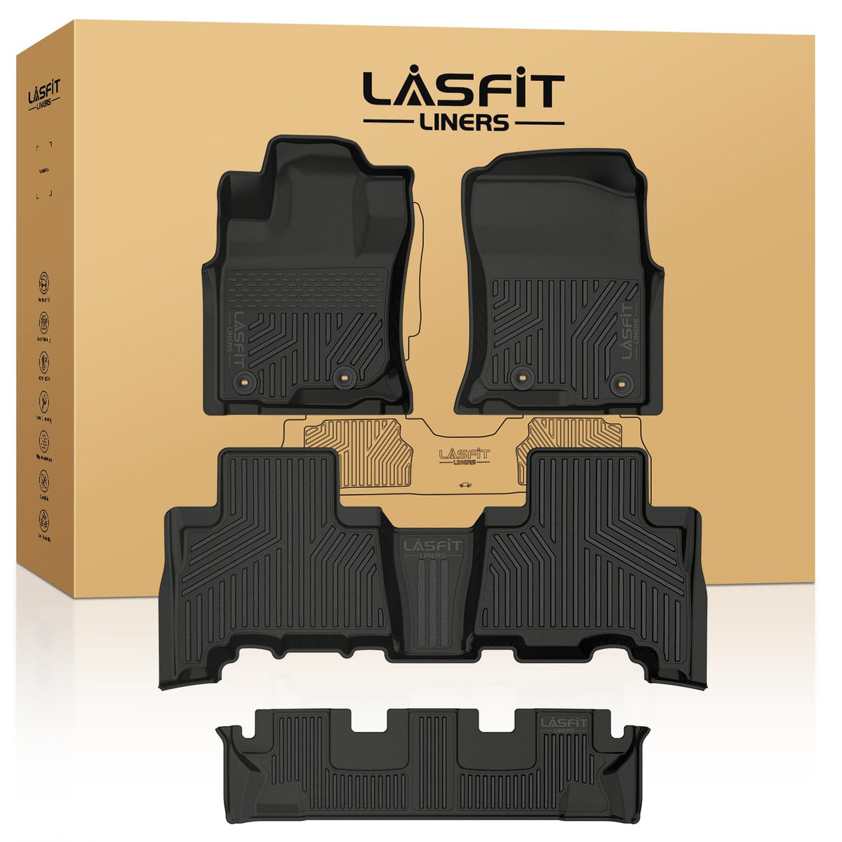 LASFIT Floor Mats for Toyota 4Runner 2013-2024 & for Lexus GX460 2014-2023