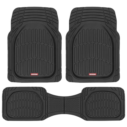 Motor Trend FlexTough LITE Rubber Car Mats Full Set - All Weather Floor Mats for Cars & SUVs - Automotive Waterproof Black Car Floor Mats for Cars Interior Accessories Universal Trim-to-Fit