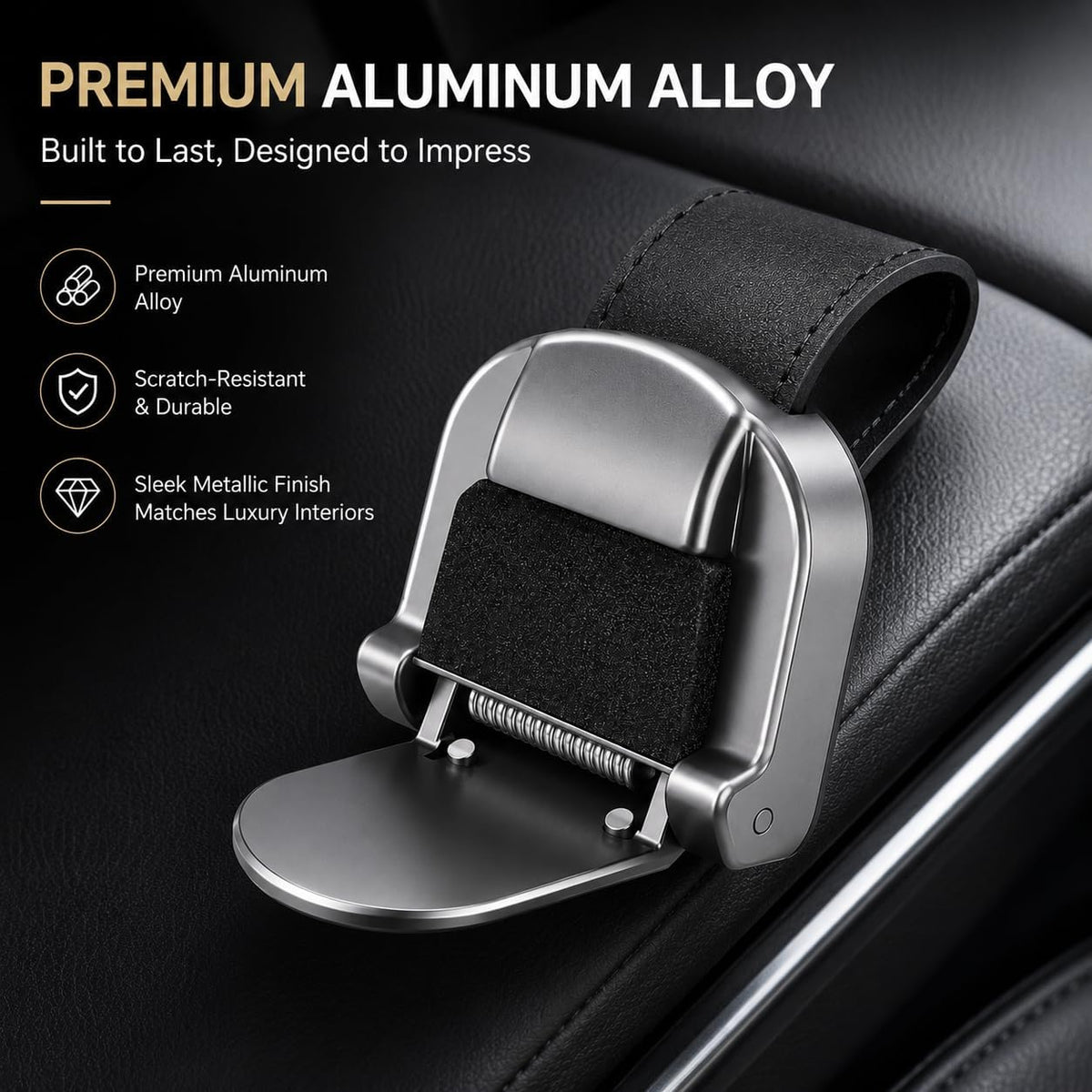 Premium Aluminum Car Sunglasses Holder for Visor, One-Hand Glasses Clip with Soft Padding, Universal Eyeglass Holder for Car Sun Visor, Secure & Scratch-Free Design (2 Packs)
