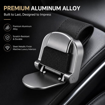 Premium Aluminum Car Sunglasses Holder for Visor, One-Hand Glasses Clip with Soft Padding, Universal Eyeglass Holder for Car Sun Visor, Secure & Scratch-Free Design (2 Packs)
