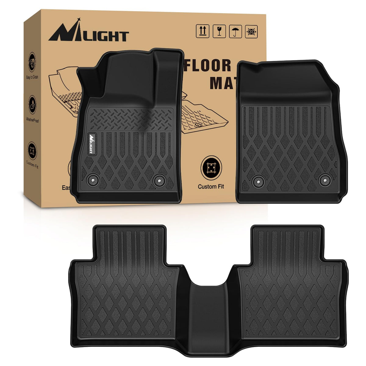 Nilight TPE Floor Mats for Chevy Silverado GMC Sierra Extended Cab