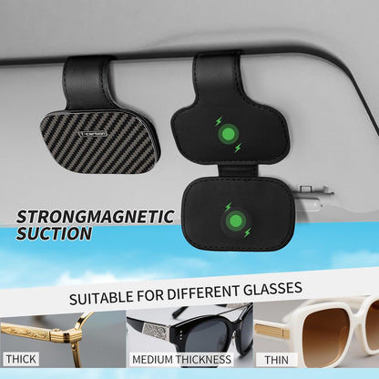 T-carbon Sunglass Holder for Car Sun Visor,Glossy Black