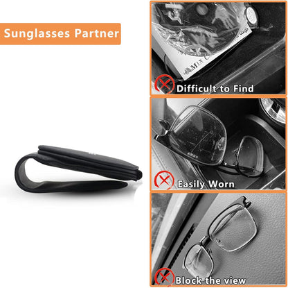 Car Sunglasses Holder for Chevy Camaro SS Car Sun Visor Leather Glasses Sunglass Clip Magnetic Eyeglass Hanger Mount Car Accessories for SS Owners