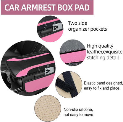 NBTEPEM 6 Pcs Pink Steering Wheel Cover Set, Sport Microfiber Leather Steering Wheel Cover 14.5-15inch Universal, Car Center Console Cover, Seat Belt Cushion, Cup Coasters, Pink Car Accessories Set