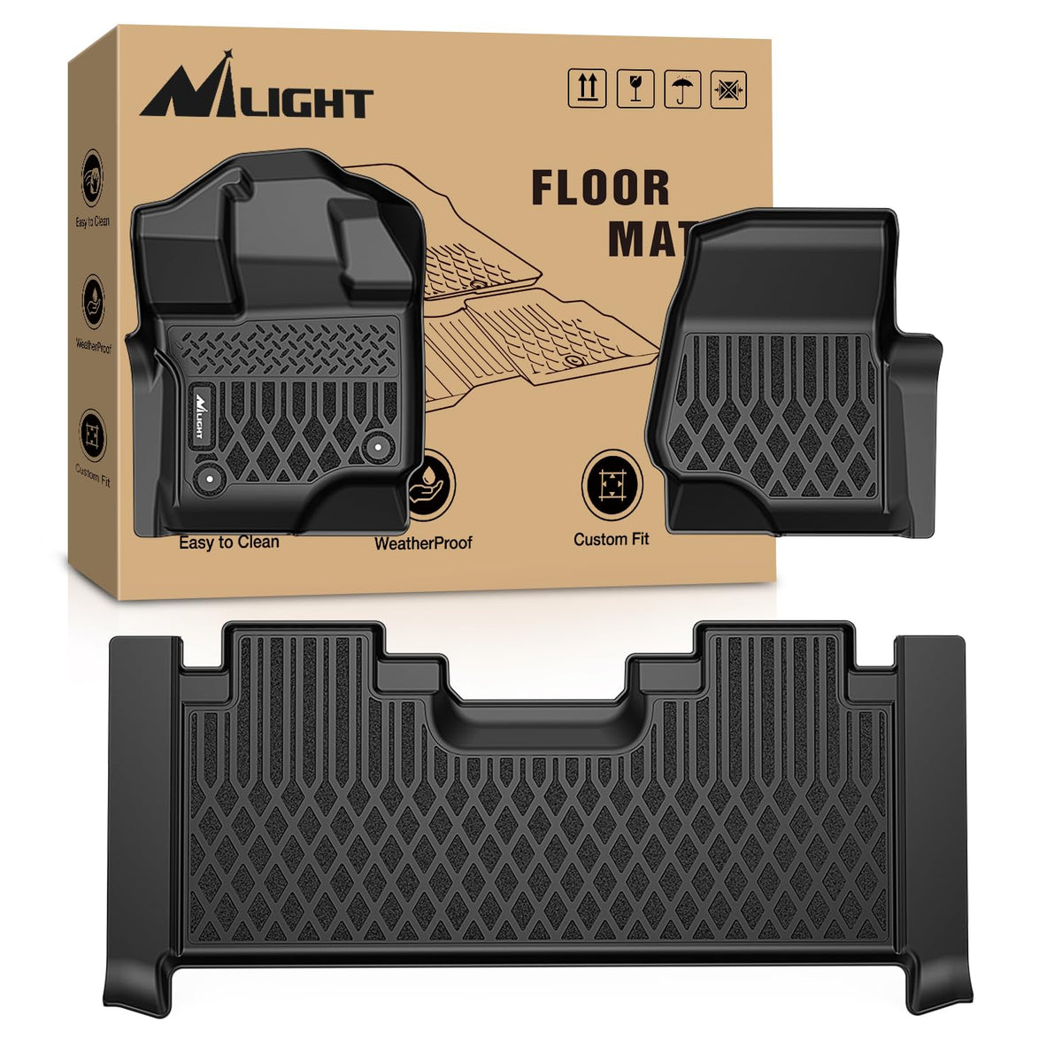 Nilight TPE Floor Mats for Ford F250 F350 F450 Super Duty Crew Cab