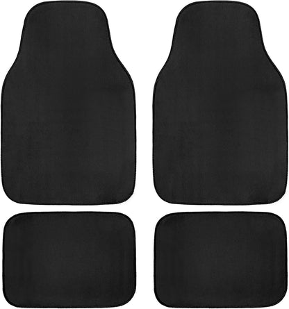 4 PCS Car Floor Mats, Anti-Slip Automotive Front & Rear Carpet Stylish Protective Mat, Waterproof Rug Floor Mats Universal Interior Accessories for Cars Trucks SUVs (Black)