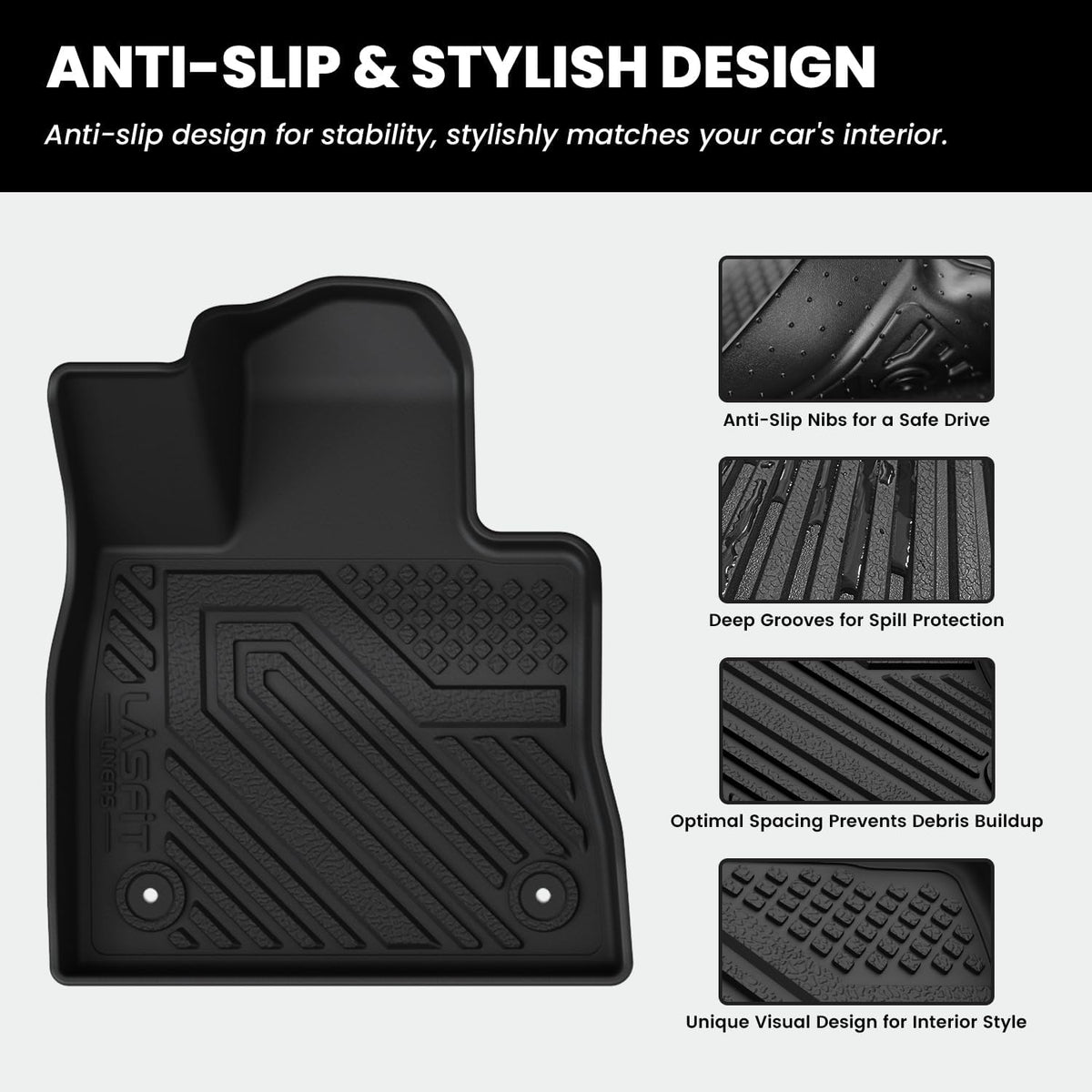 LASFIT Floor Mats for Ford Fusion 2017-2020 SE/S/SEL/Titanium/Hybrid