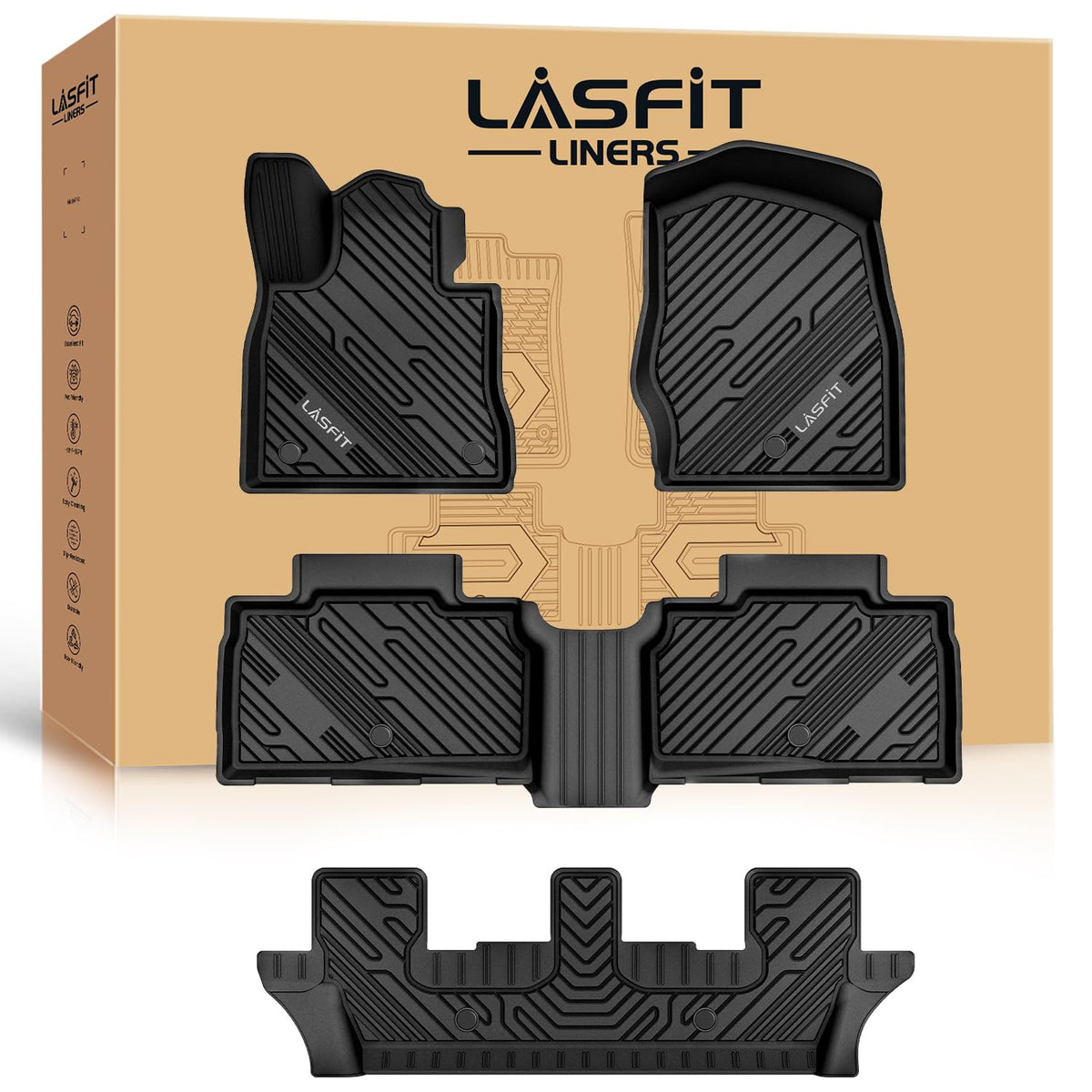LASFIT Floor Mats for Ford F250 F350 F450 1999-2007 Crew Cab Carpet Floor