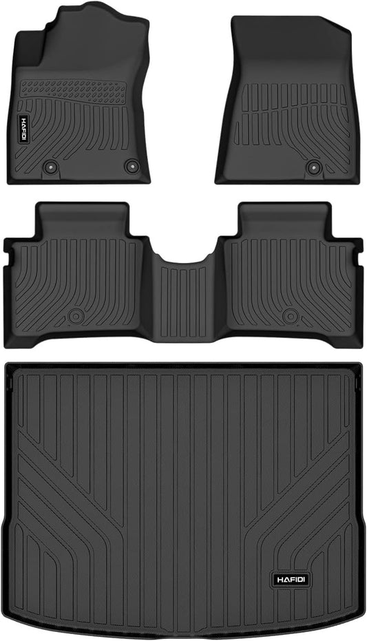 HAFIDI® Floor Mats & Cargo Liner Set Fit for 2023-2027 Kia NIRO & NIRO Hybrid (Not for NIRO EV &NIRO PHEV) All Weather Protection TPE Anti-Slip Floor Liners Custom Accessories -Black