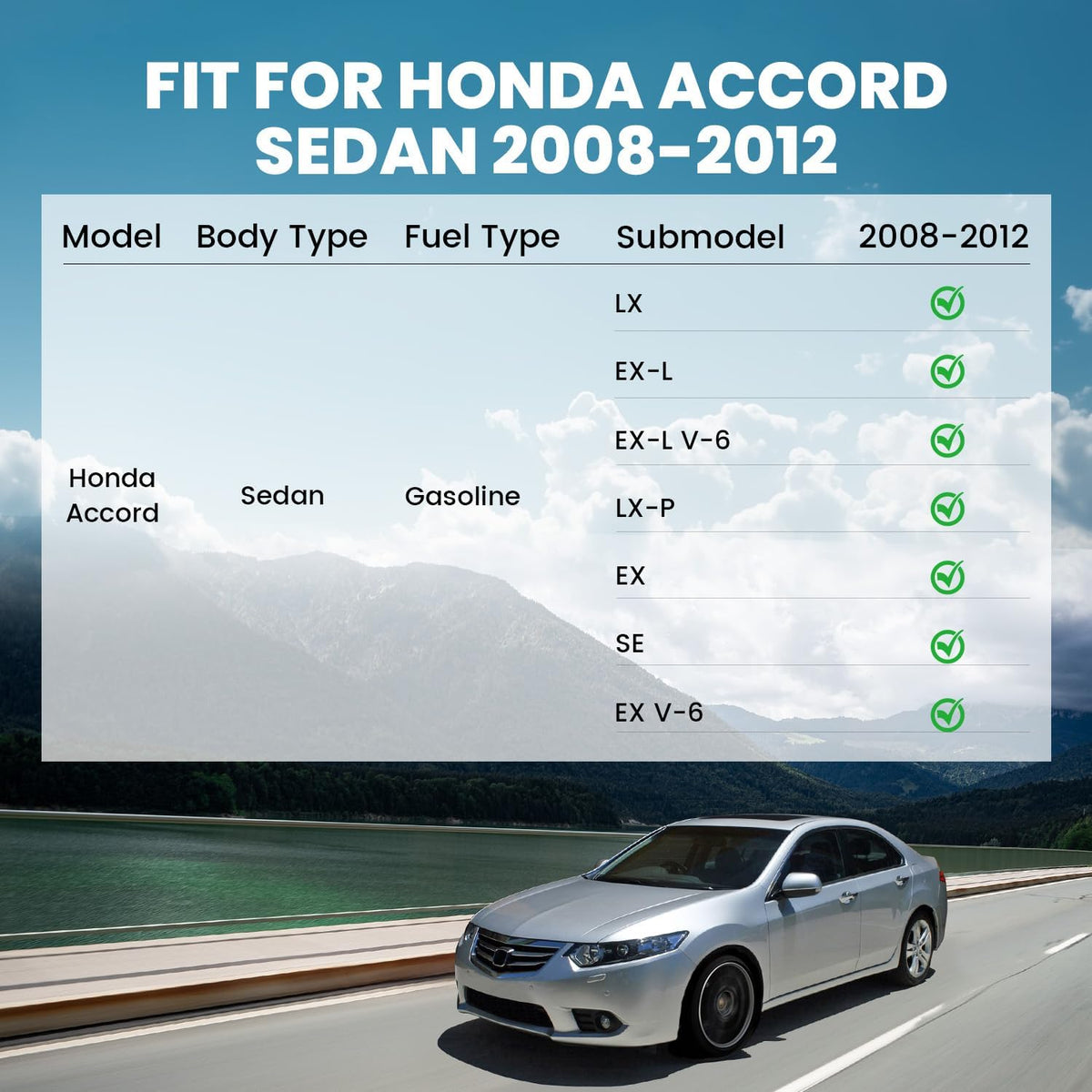 LASFIT Floor Mats for Honda Accord 2008-2012 (Fit Sedan, NOT for Coupe)