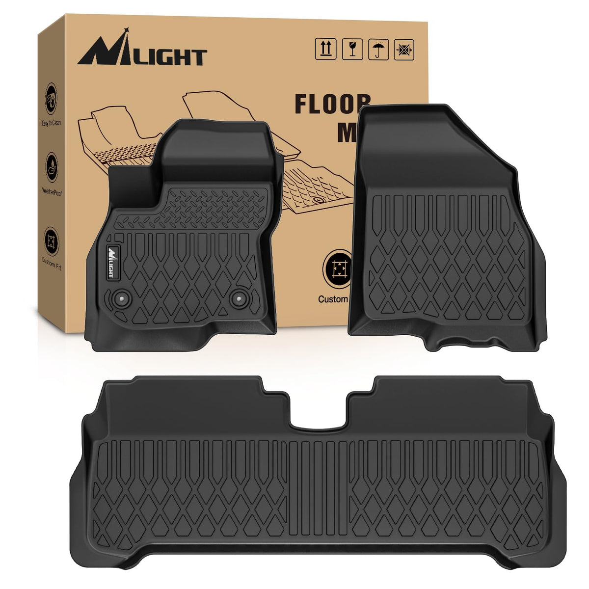 Nilight TPE Floor Mats for Chevy Silverado GMC Sierra Extended Cab