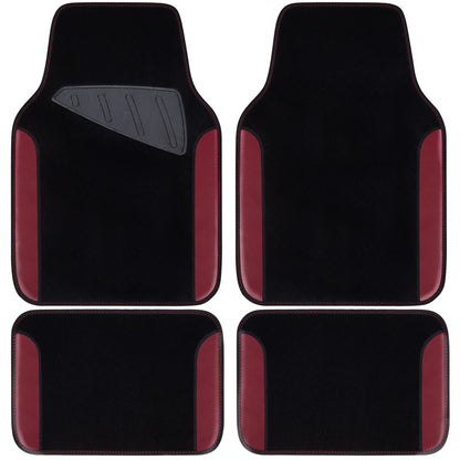 CAR PASS Beige Leather & Waterproof Car Carpet Floor Mats, Universal Car Mats Fit for SUV,Vans,sedans, Trucks,Set of 4pcs Car Carpet with Anti-Slip nibbs Driver Heel Pad (All Beige)