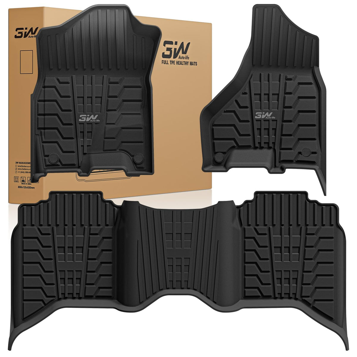 3W Floor Mats for Chevrolet Chevy Colorado/GMC Canyon Crew Cab 2023-2026