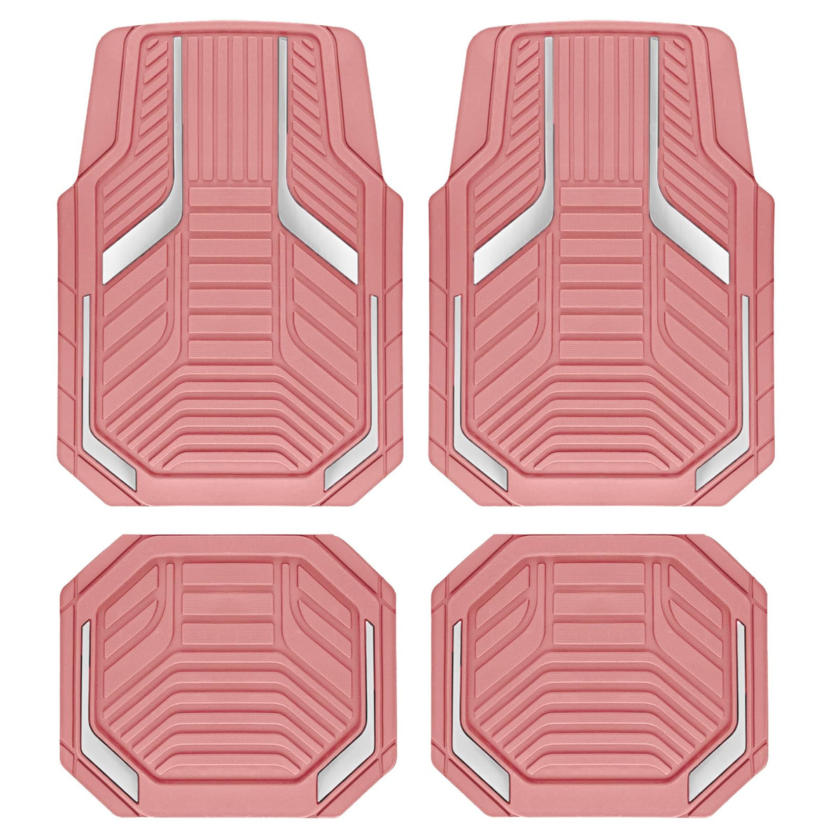 PIC AUTO Heavy Duty Rubber Floor Mats, Purple Aluminum Film Car Mats Set, Front and Rear Car Mats with Anti-Slip Backing, All Weather Protection, Trim-to-Fit for Automotive SUV, Sedan, Van