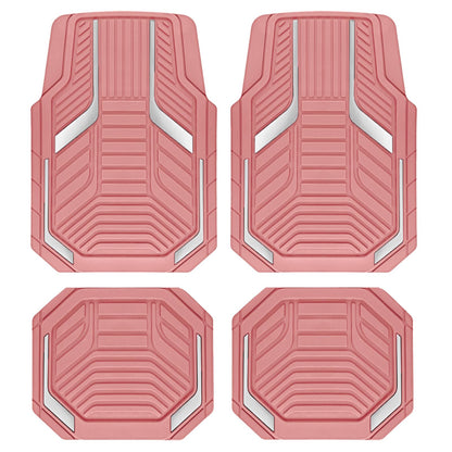 PIC AUTO Heavy Duty Rubber Floor Mats, Purple Aluminum Film Car Mats Set, Front and Rear Car Mats with Anti-Slip Backing, All Weather Protection, Trim-to-Fit for Automotive SUV, Sedan, Van