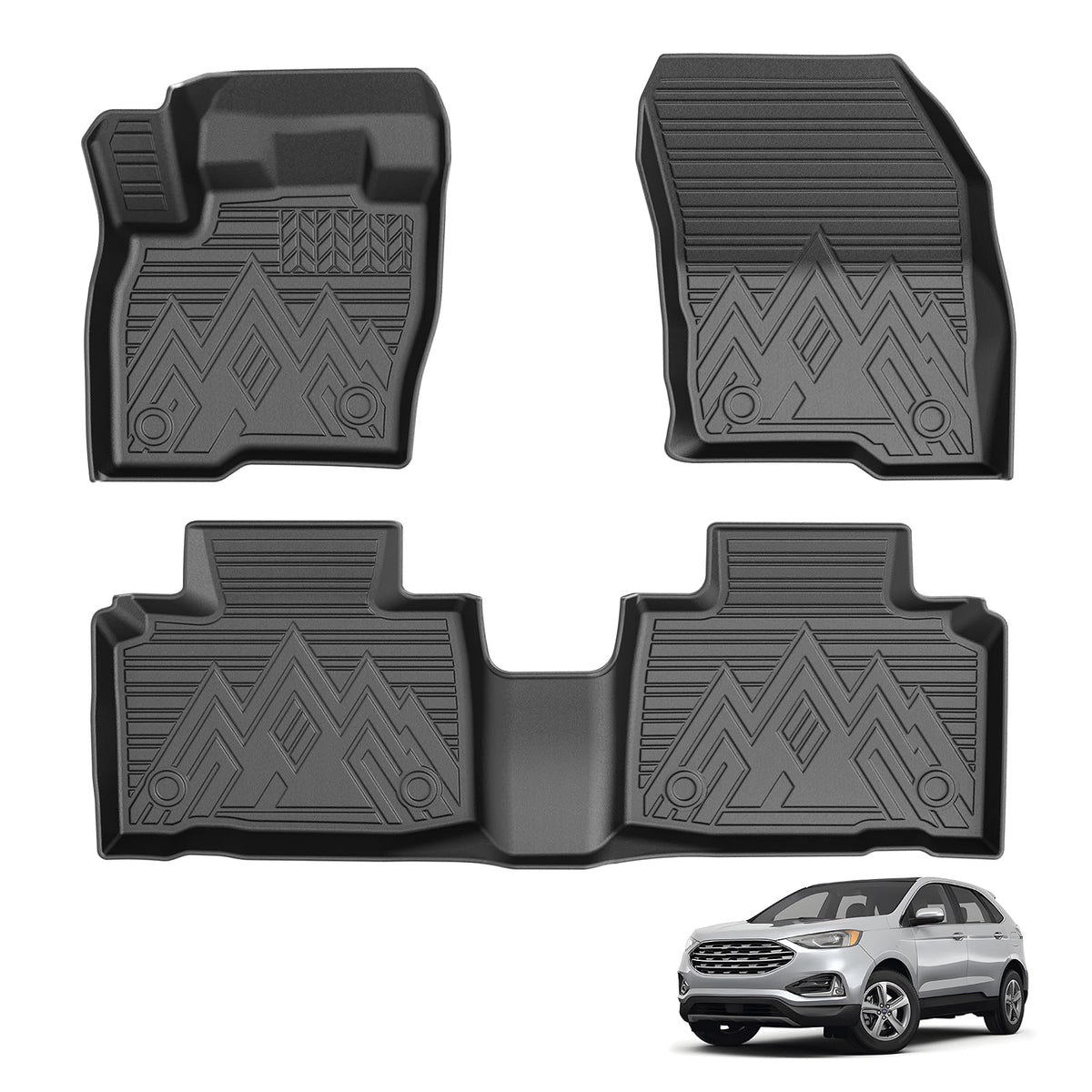 Powerty Floor Mats for 2019-2024 2025 Toyota RAV4 Accessories All Weather Floor Liner 3D TPO 1st & 2nd Row Floor Mat Heavy-Duty Floor Liners(FIT All Models)