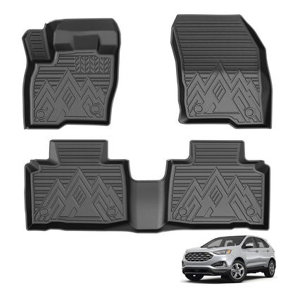 Powerty Floor Mats for 2019-2024 2025 Toyota RAV4 Accessories All Weather Floor Liner 3D TPO 1st & 2nd Row Floor Mat Heavy-Duty Floor Liners(FIT All Models)